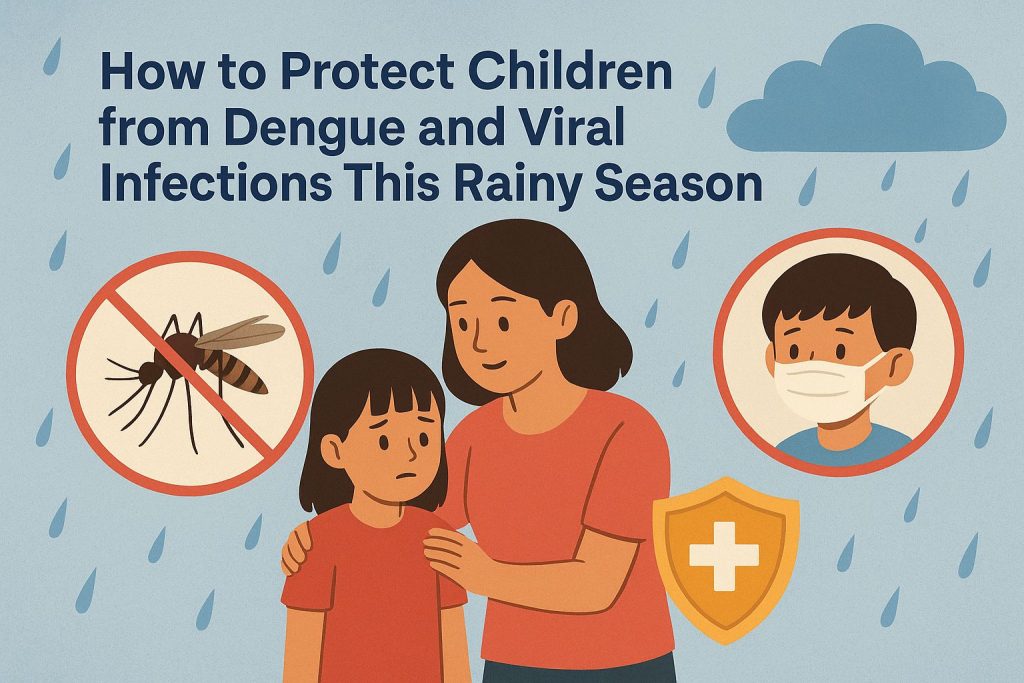 Child protected from dengue mosquitoes during rainy season in Delhi